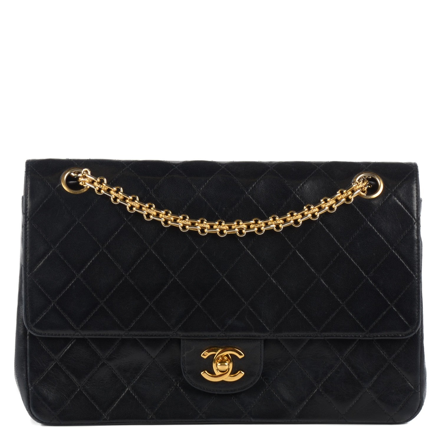 Chanel Lambskin Quilted Medium Double Flap Bijoux Chain Black 1 of 9