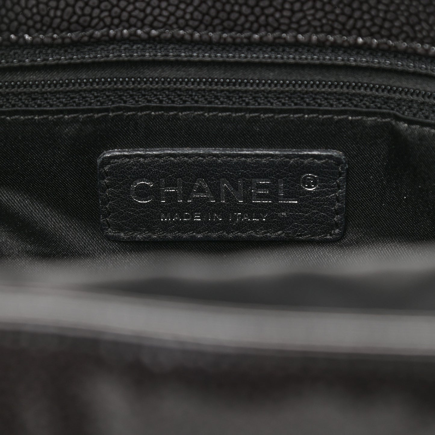 Glazed Caviar Quilted Diamond Shine Small Tote Black