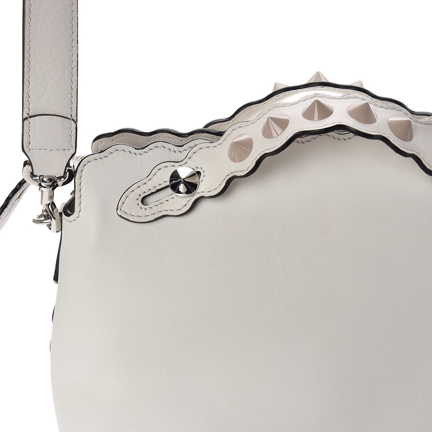 Vitello Dolce Scalloped Studded Medium By The Way Boston Bag White Ice