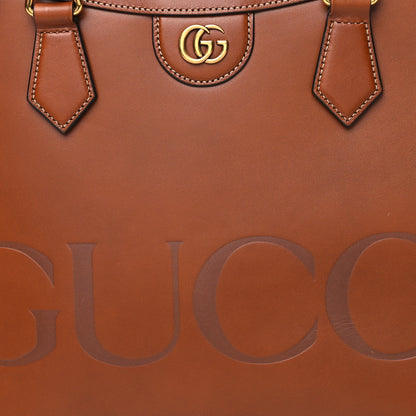Gucci Charisma Calfskin Gucci Embossed Medium Diana Tote Bag Peanut Brown 6 of 12