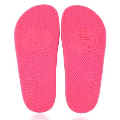 Gucci Rubber Web Womens Criss Cross Slide Sandals 38 Coral New Shamarock 5 of 8