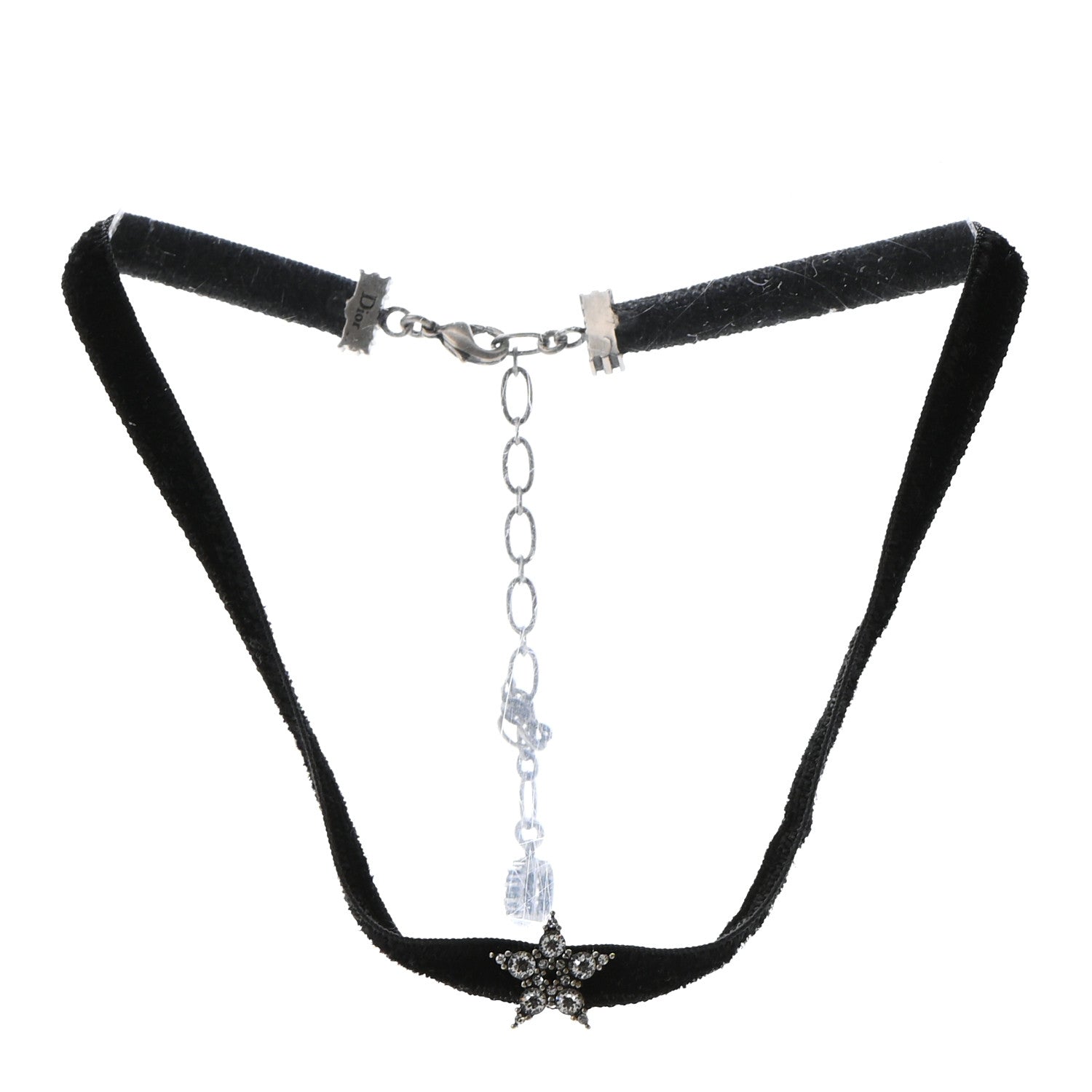 Christian Dior Velvet Crystal Star Choker Necklace Black 3 of 6