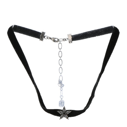 Christian Dior Velvet Crystal Star Choker Necklace Black 3 of 6