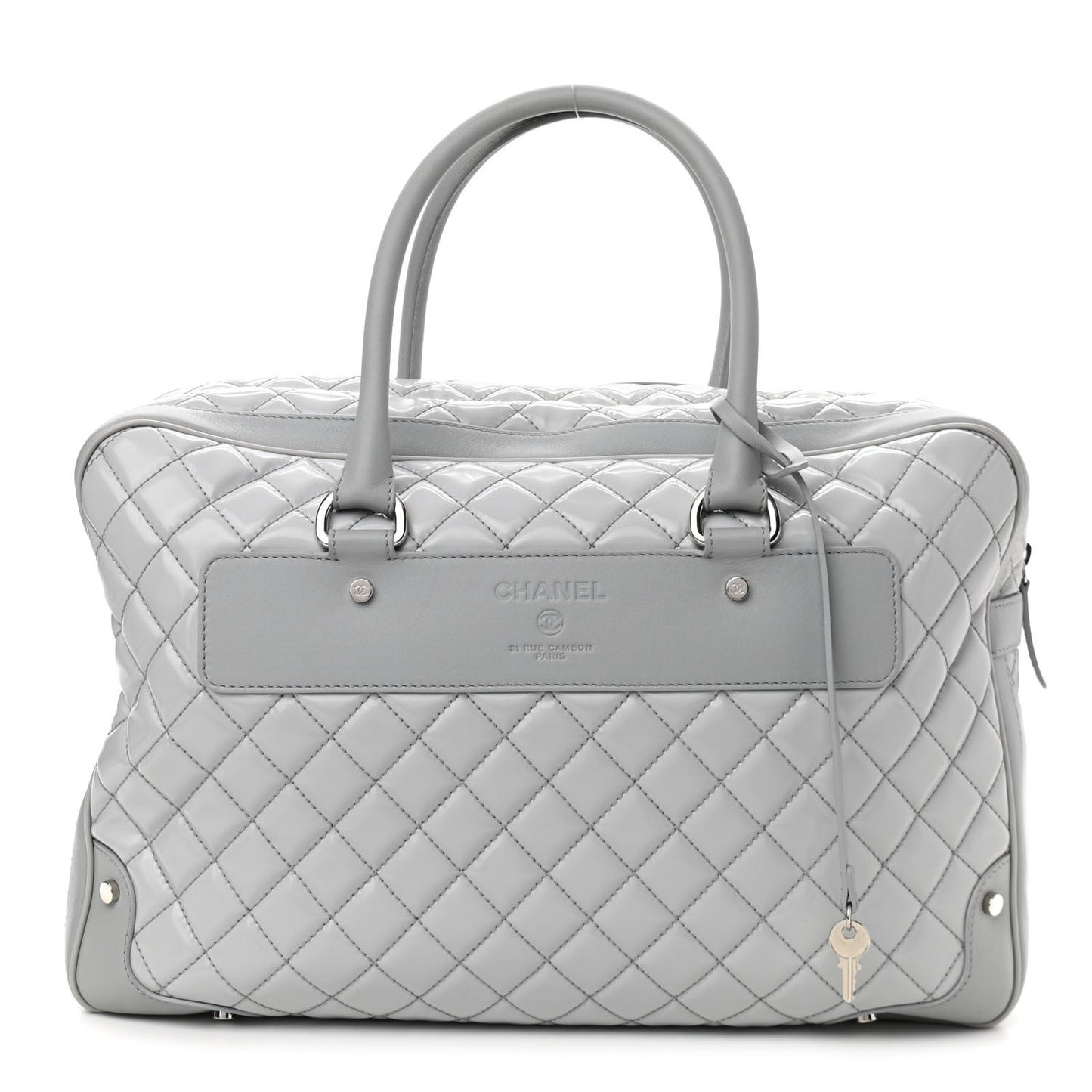 Vinyl Calfskin Viaggio Travel Bag Light Grey