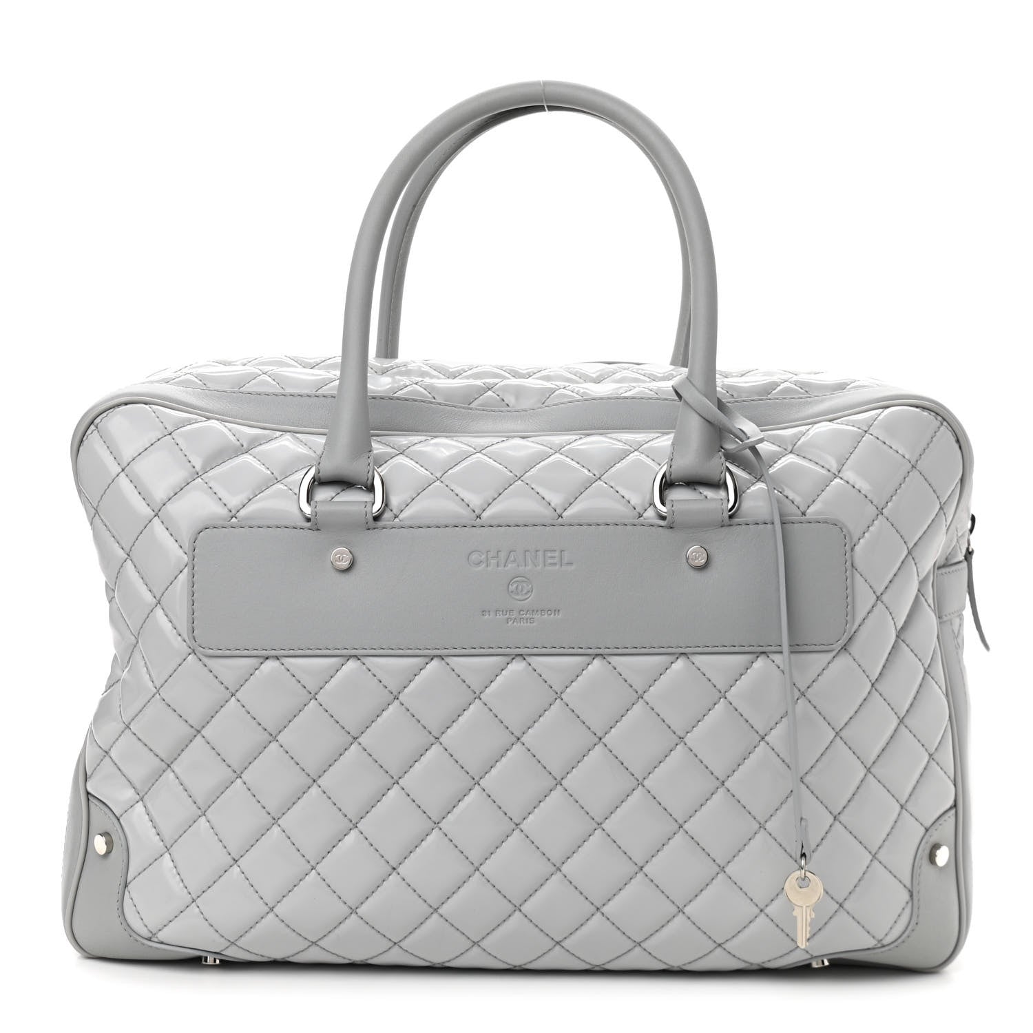 Chanel Vinyl Calfskin Viaggio Travel Bag Light Grey 1 of 11