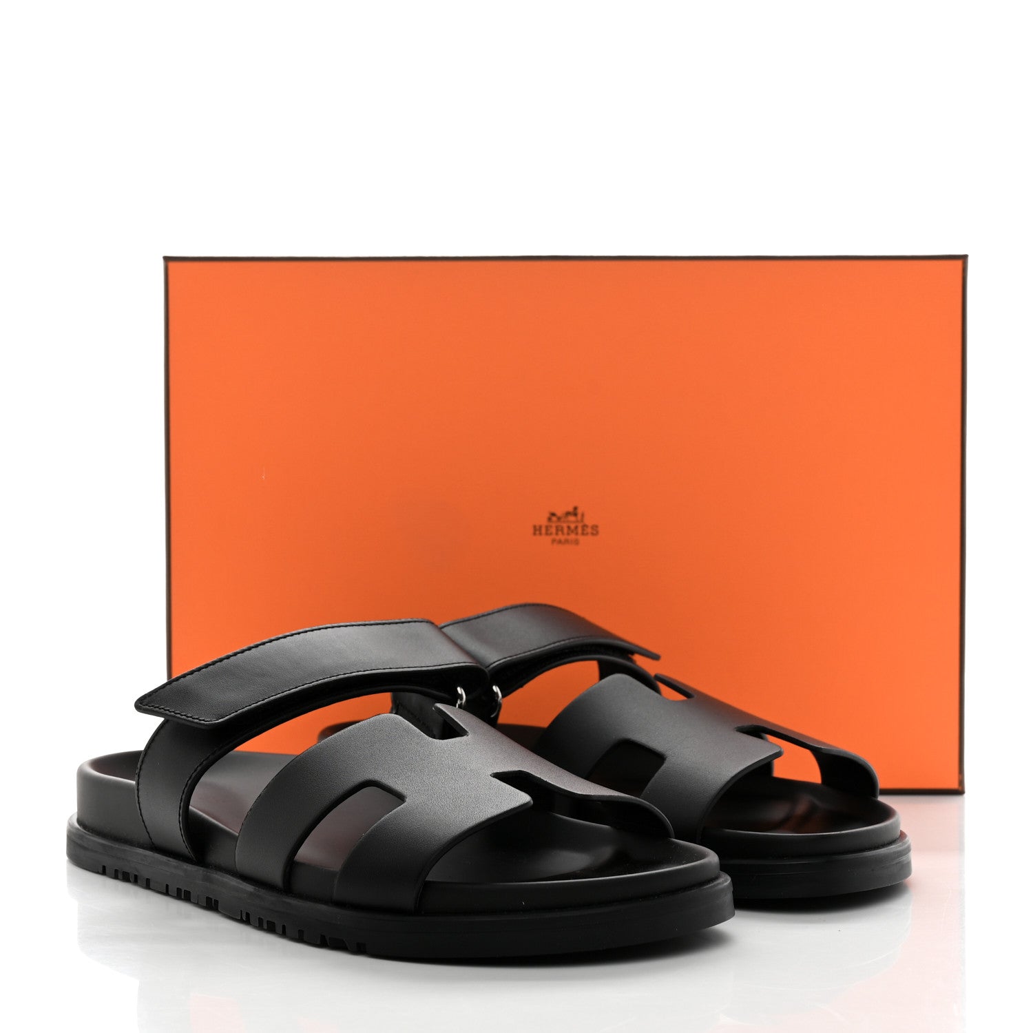 Hermes Calfskin Womens Chypre Sandals 38 Black 9 of 9