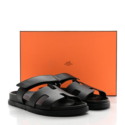 Hermes Calfskin Womens Chypre Sandals 38 Black 9 of 9