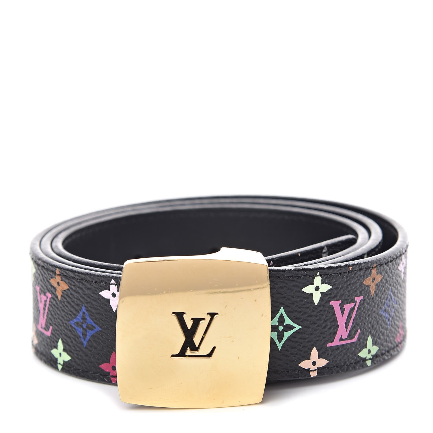 Louis Vuitton Monogram Multicolor LV Cut Reversible Belt 80 32 Black 1 of 6