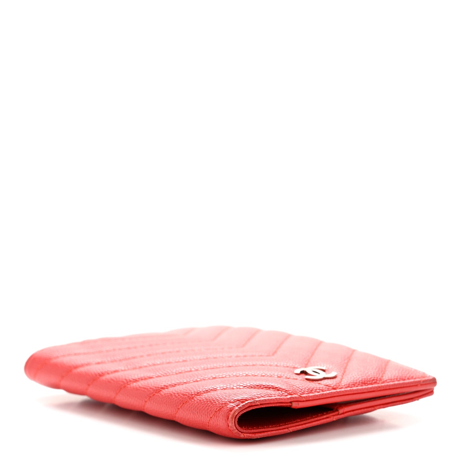 Chanel Caviar Chevron Quilted Passport Holder Red 4 of 9