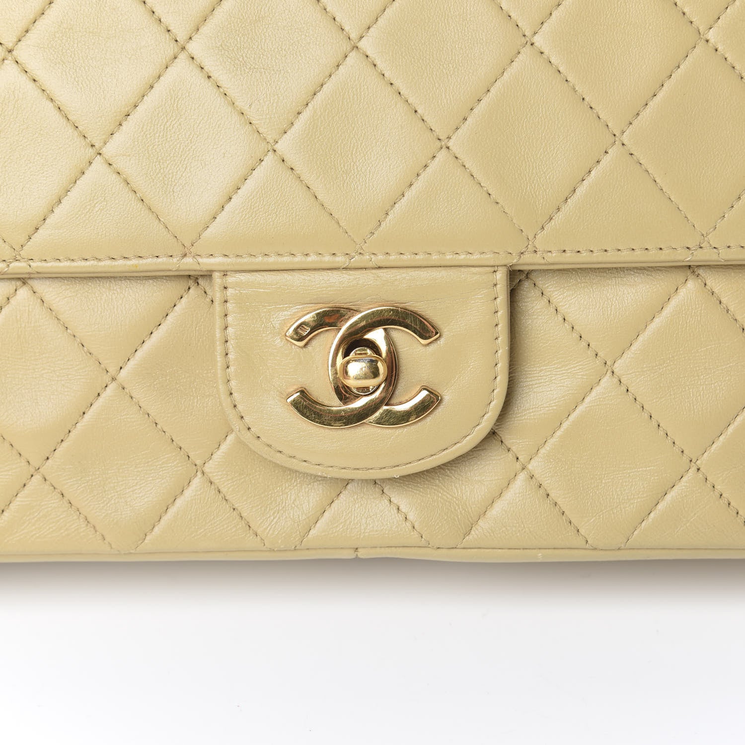 Chanel Lambskin Quilted Medium Double Flap Beige 14 of 14