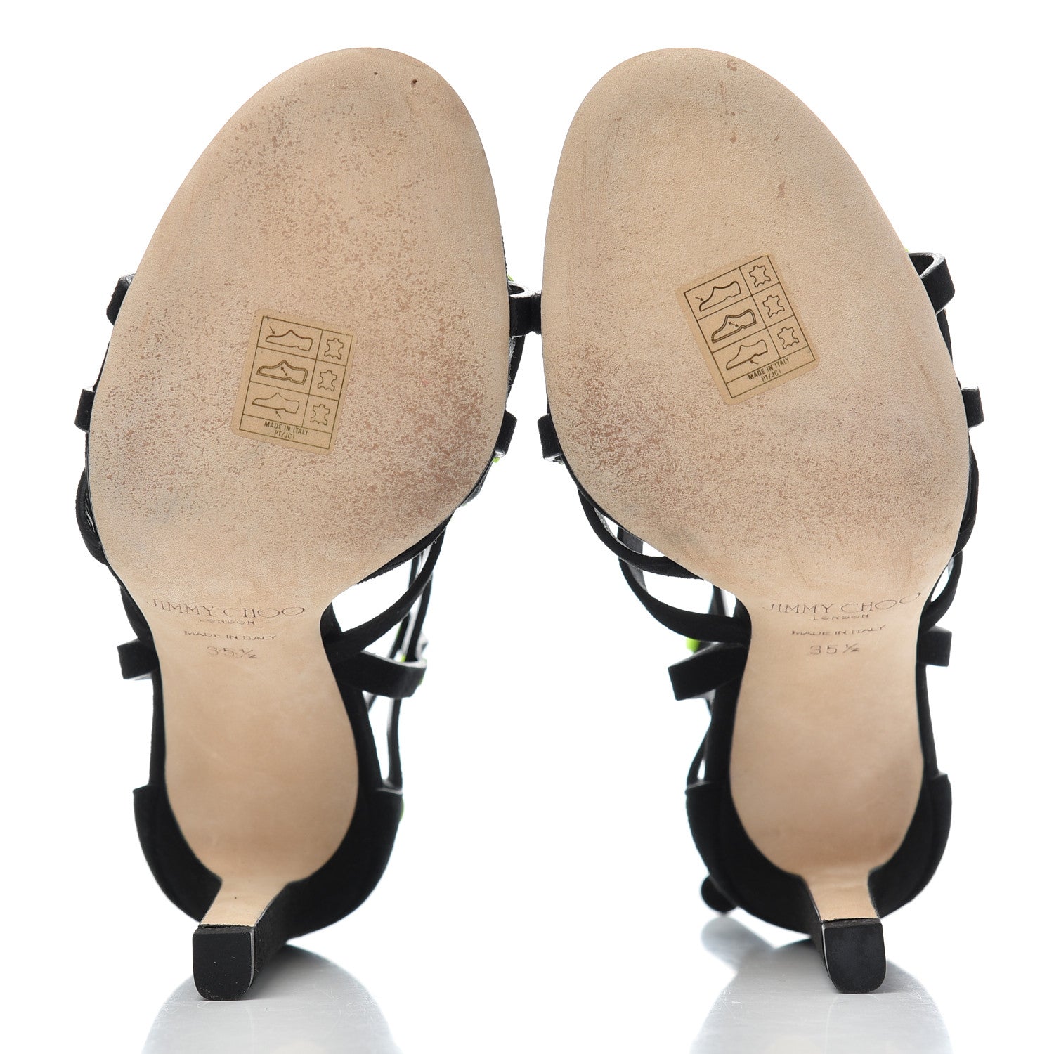 Jimmy Choo Suede Neon Studded Tina 100 Sandals 35.5 Black 5 of 10