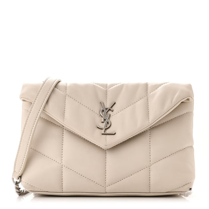 Saint Laurent SAINT LAURENT Lambskin Quilted Toy Loulou Puffer Monogram Chain Satchel Crema Soft 1 of 11