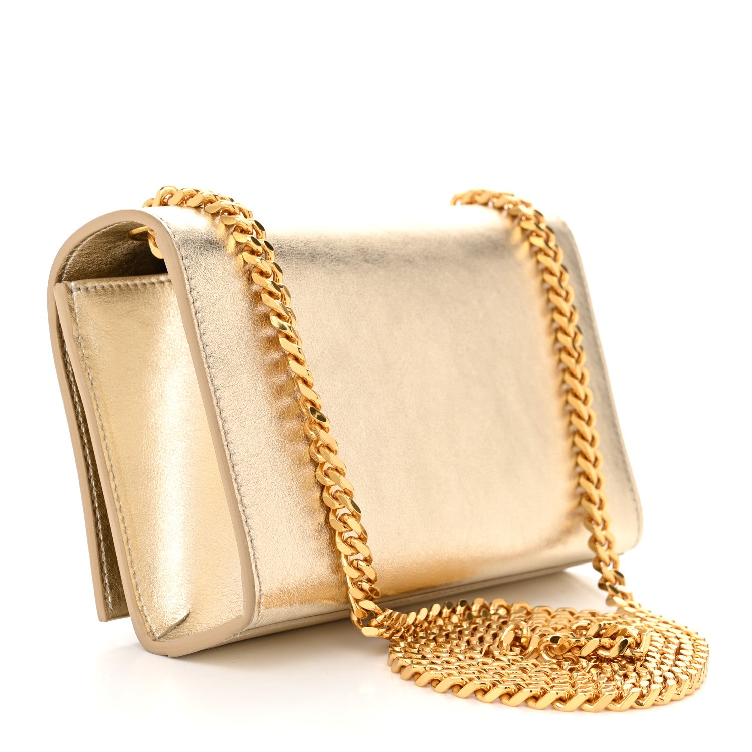 Saint Laurent SAINT LAURENT Calfskin Small Classic Monogram Kate Tassel Satchel Gold 3 of 10