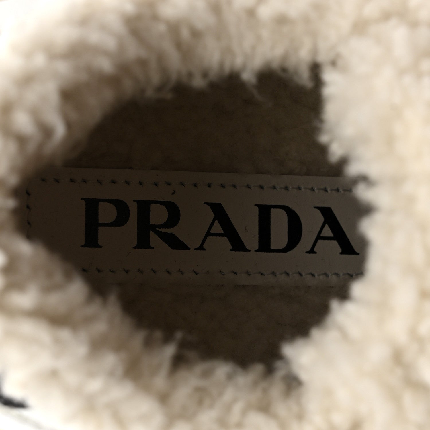Prada Calfskin Shearling Metal Triangle Logo Sneakers 35.5 White 7 of 9