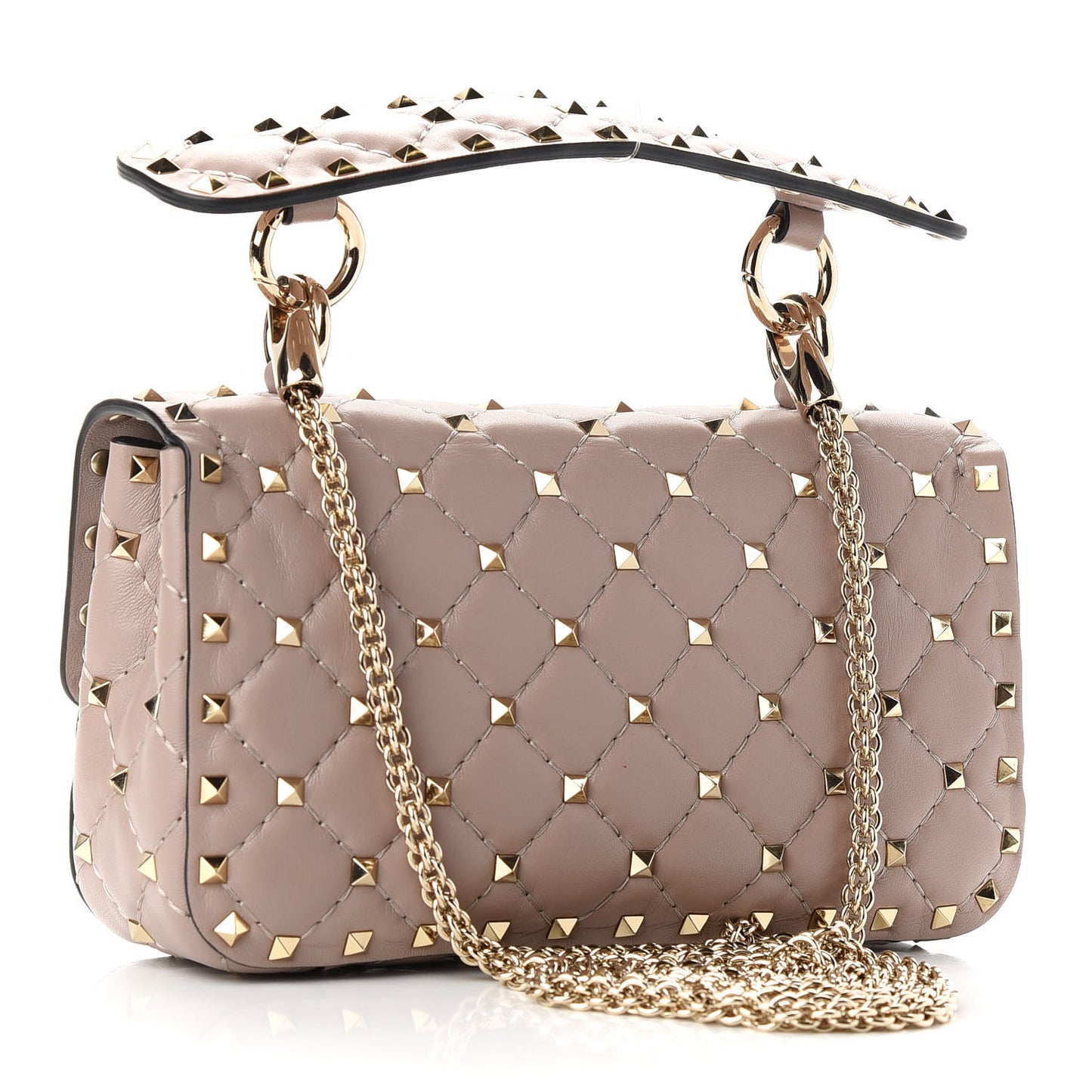 Nappa Small Rockstud Spike Shoulder Bag Poudre