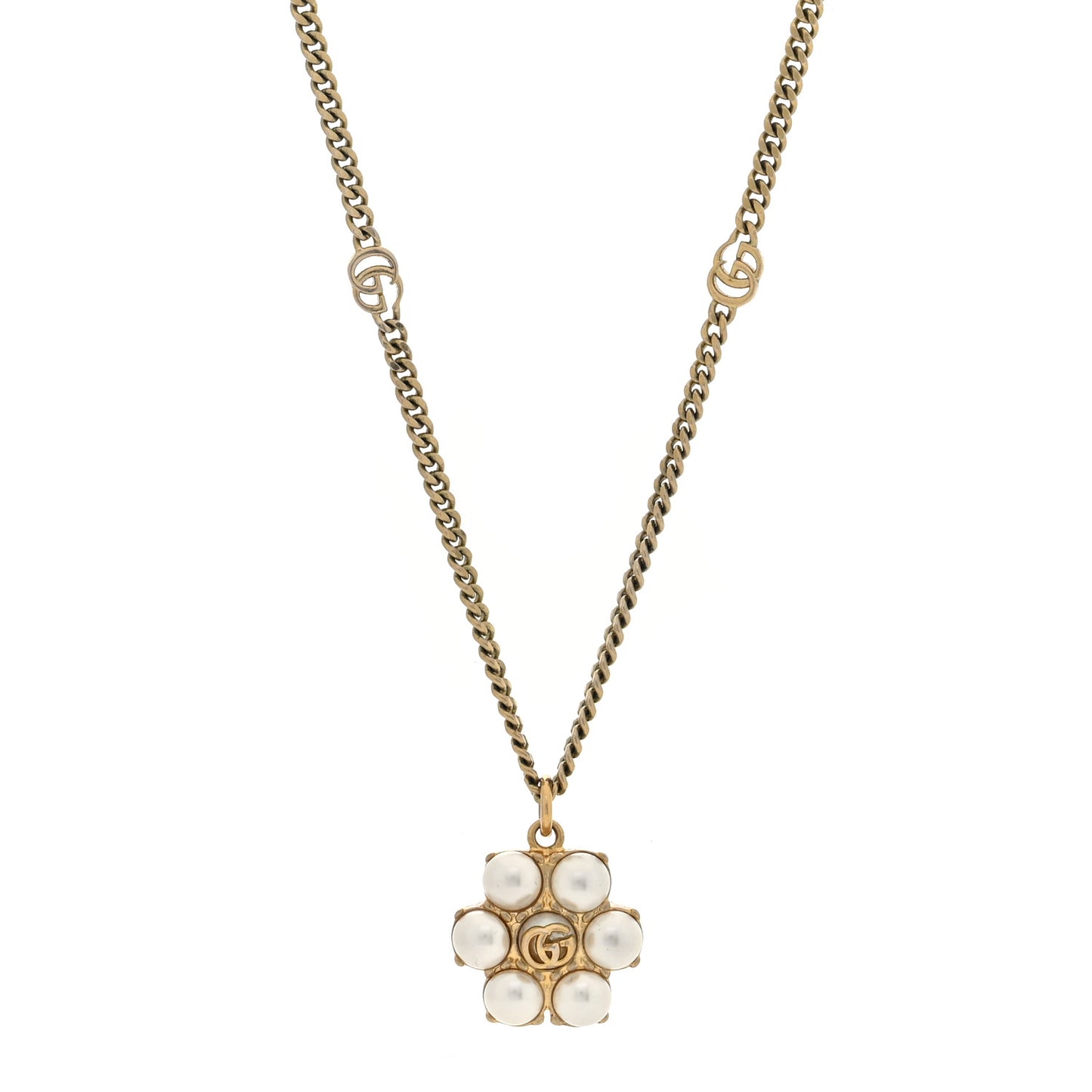 Pearl Double G Necklace Gold