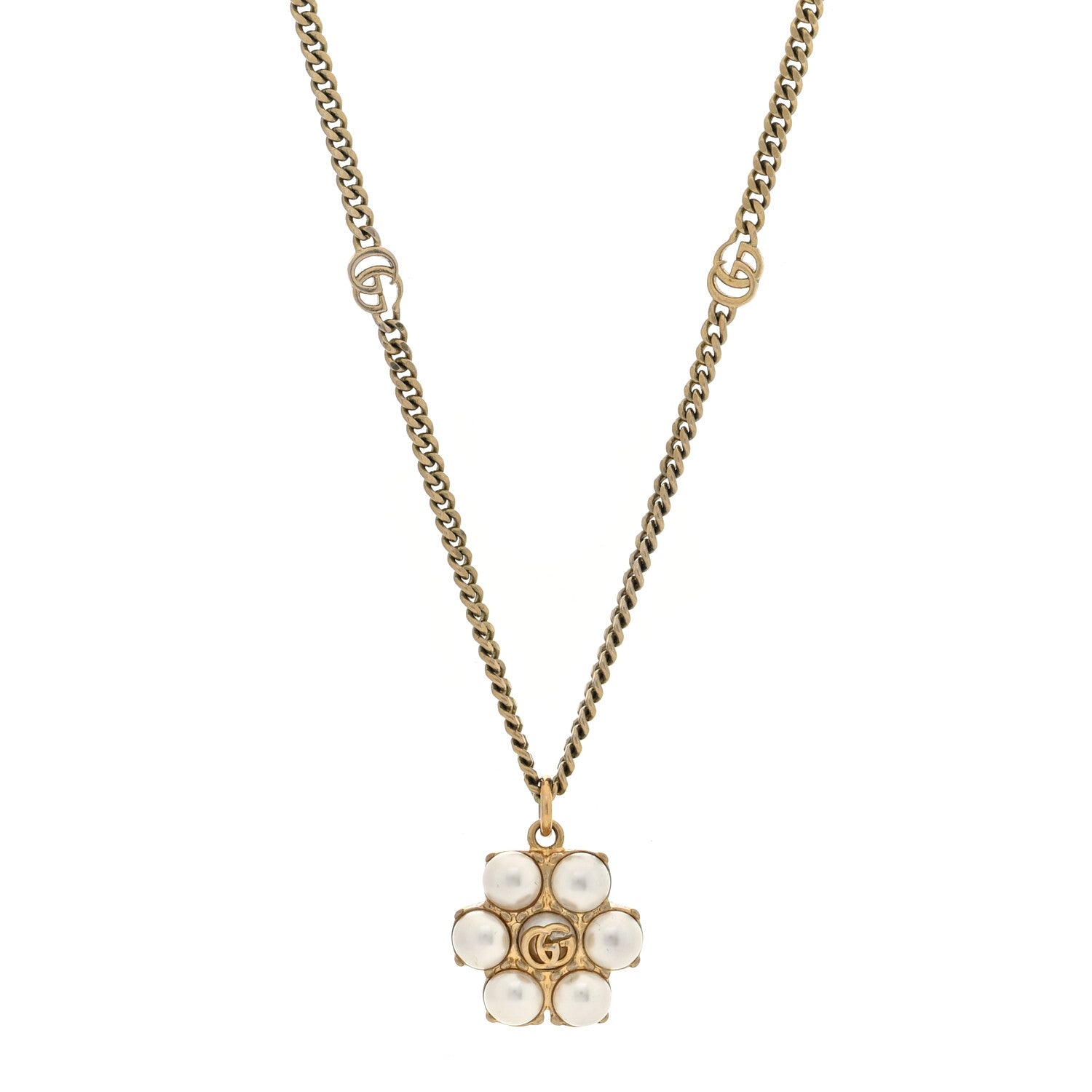 Gucci Pearl Double G Necklace Gold 1 of 5