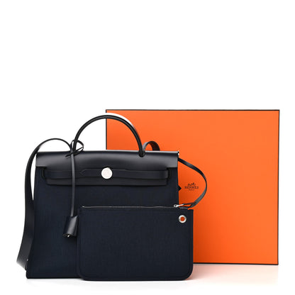 Hermes Toile Vache Hunter Herbag Zip PM 31 Bleu Marine 11 of 11
