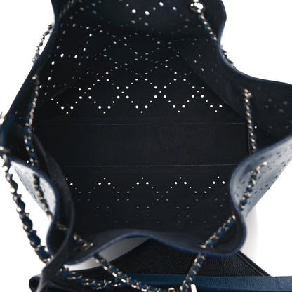 Chanel Caviar Perforated Large Drawstring CC Bag Blue 6 of 11