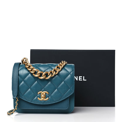 Chanel Calfskin Caviar Quilted Mini Chain Handle Flap Dark Turquoise 11 of 11