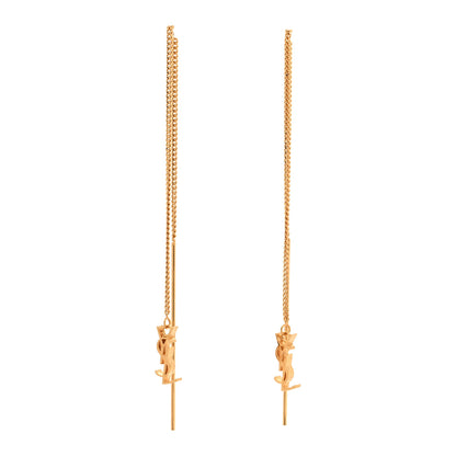 Saint Laurent Metal Monogram Pendant Threader Earrings Gold 1 of 3