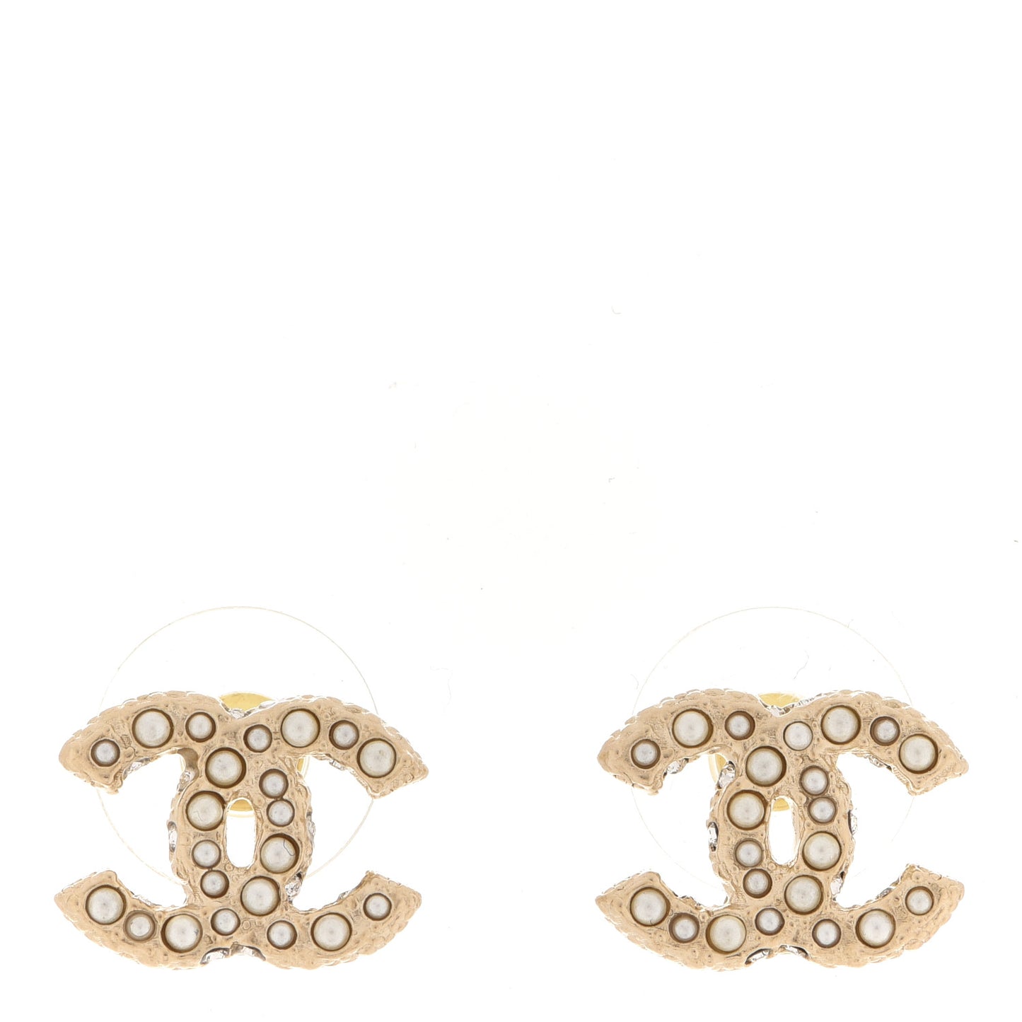 Pearl Crystal CC Earrings Light Gold