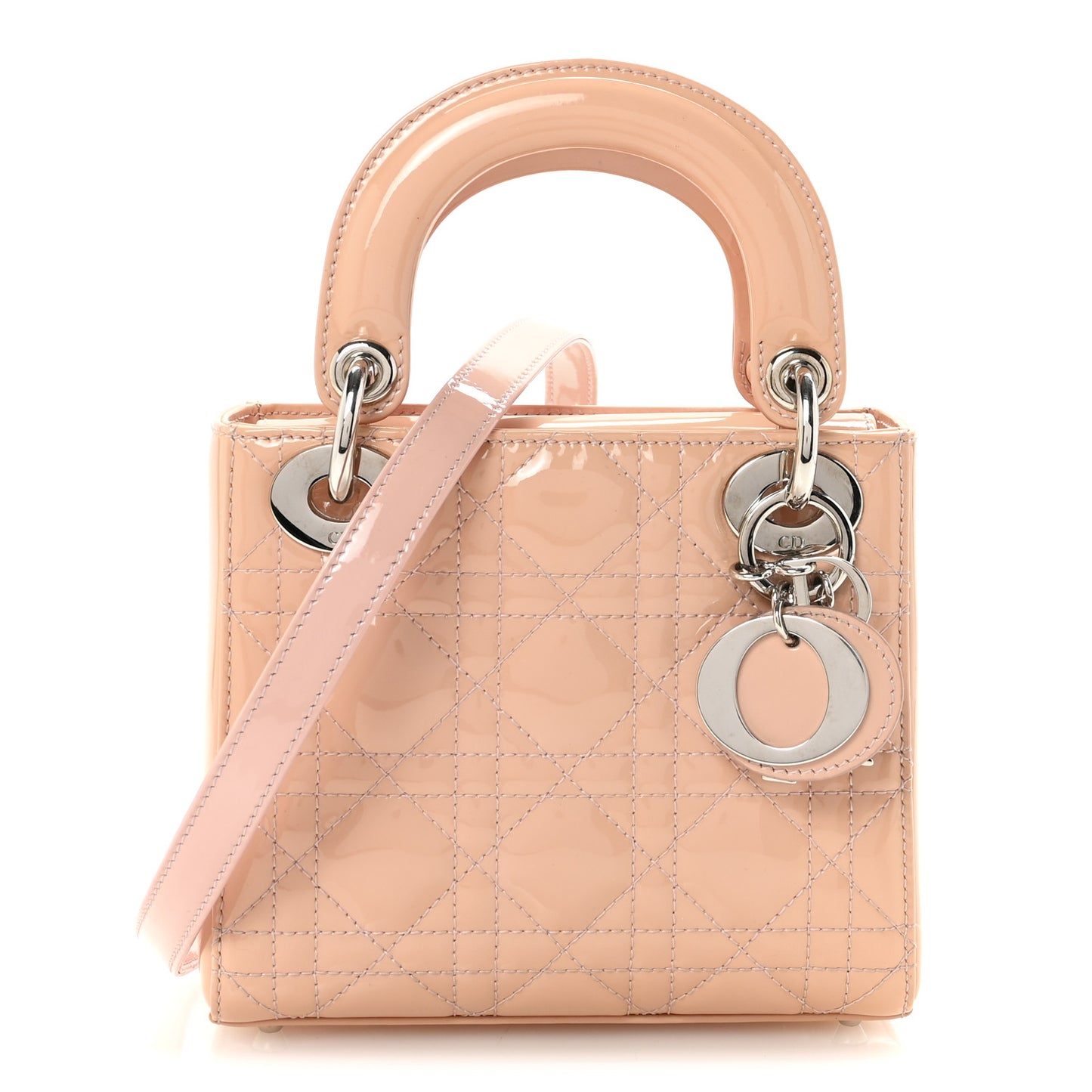 Patent Cannage Mini Lady Dior Rose Clair