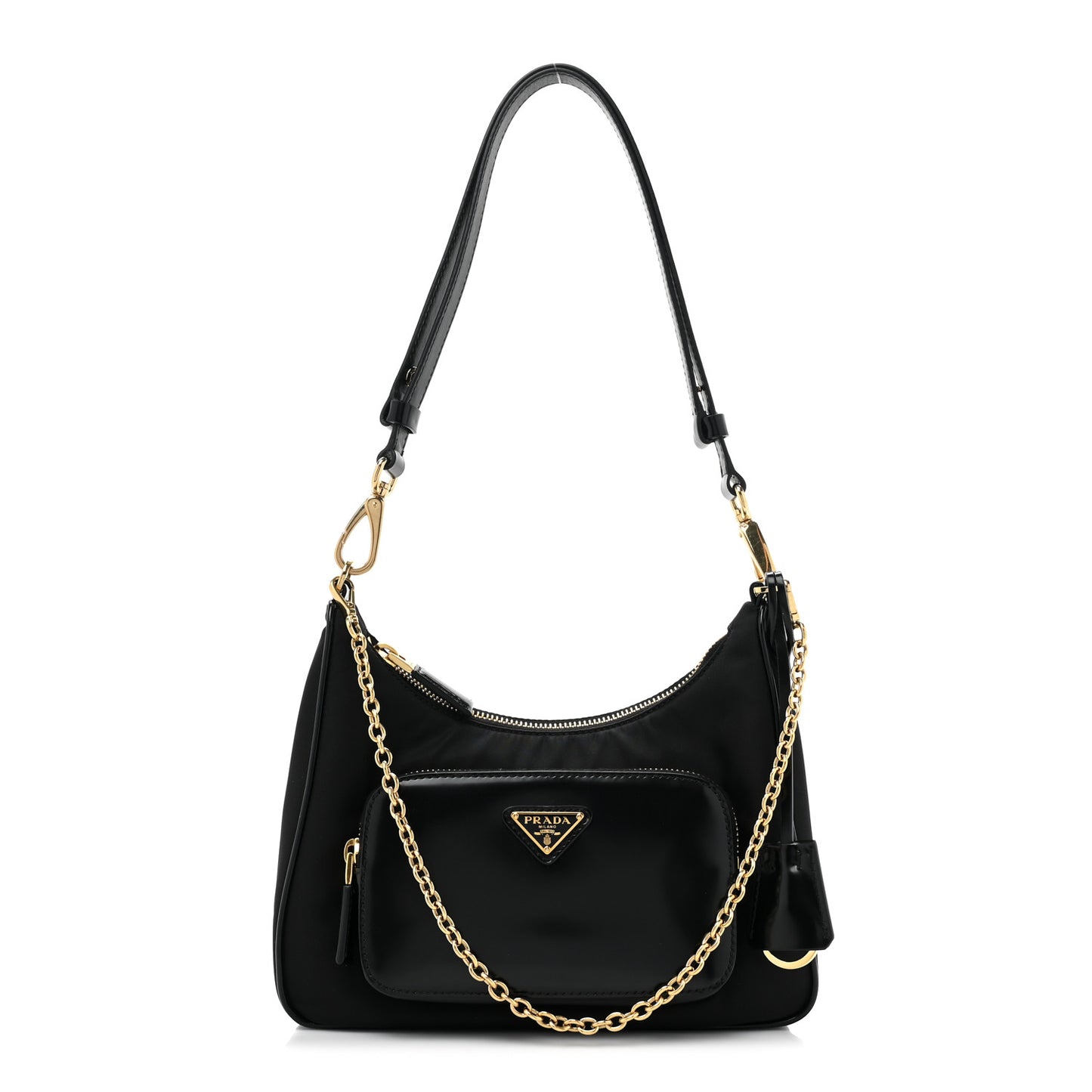 Re-Nylon Spazzolato Mini Pouch Pocket Shoulder Bag Black