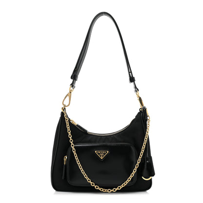 Prada Re-Nylon Spazzolato Mini Pouch Pocket Shoulder Bag Black 1 of 8