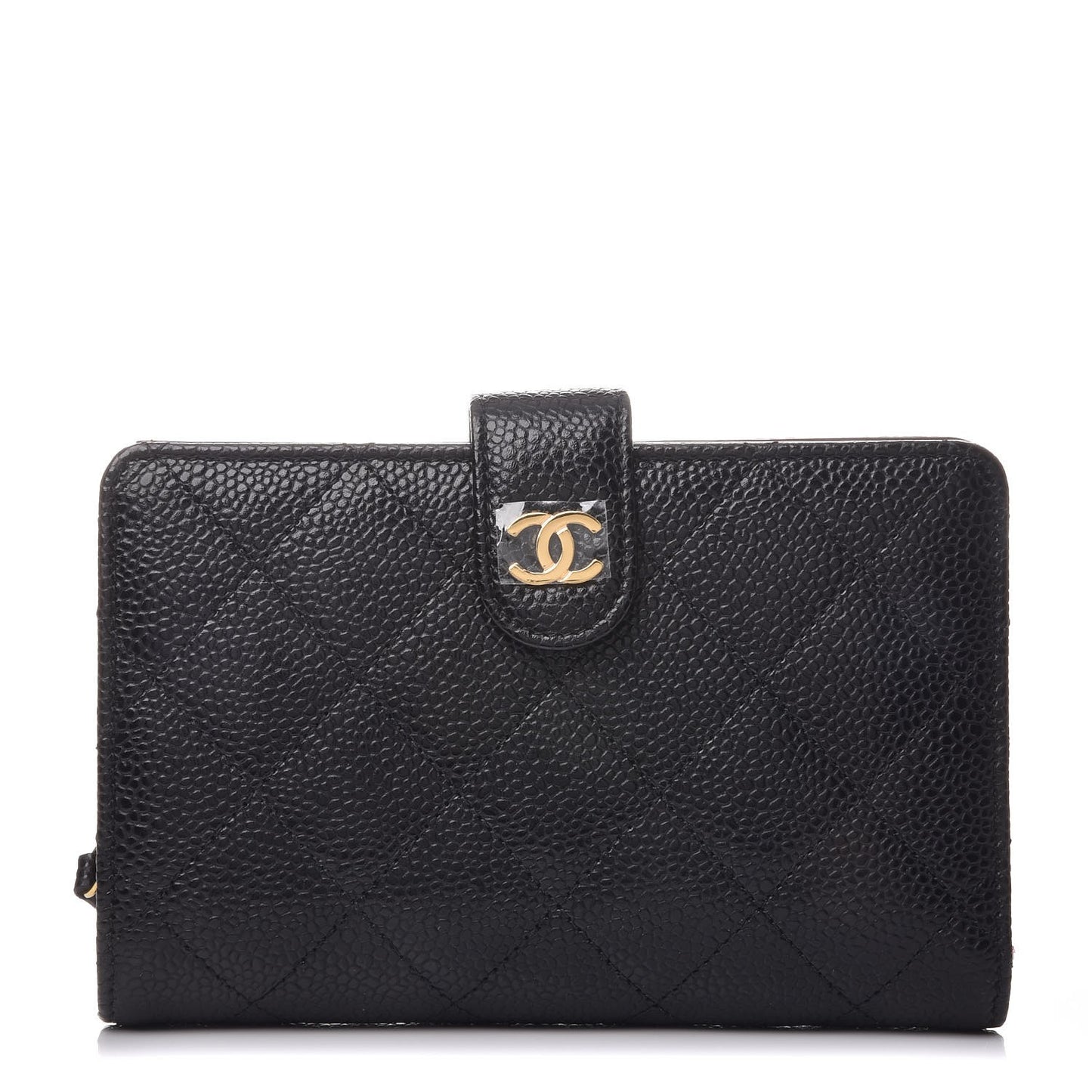 Caviar Quilted Zipped Pocket Wallet Black