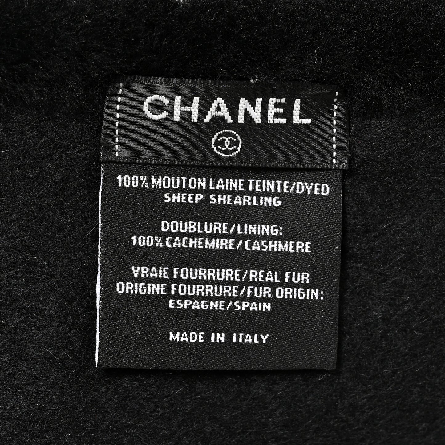 Shearling Cashmere CC Scarf Black White