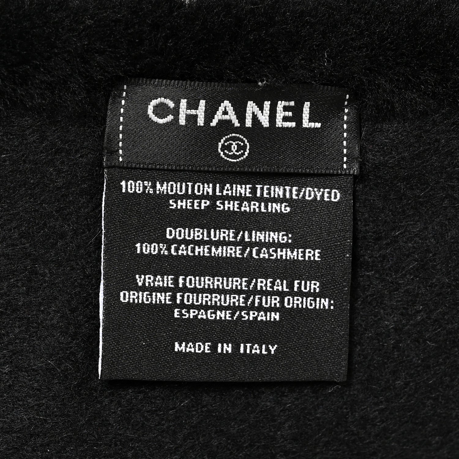 Chanel Shearling Cashmere CC Scarf Black White 3 of 3