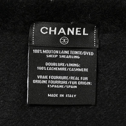 Chanel Shearling Cashmere CC Scarf Black White 3 of 3