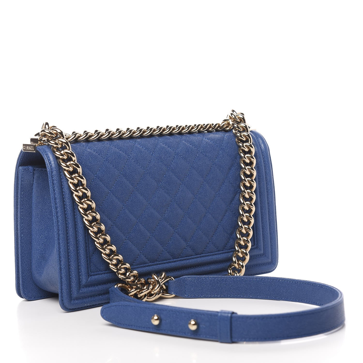 Chanel Caviar Quilted Medium Boy Flap Blue 3 of 11