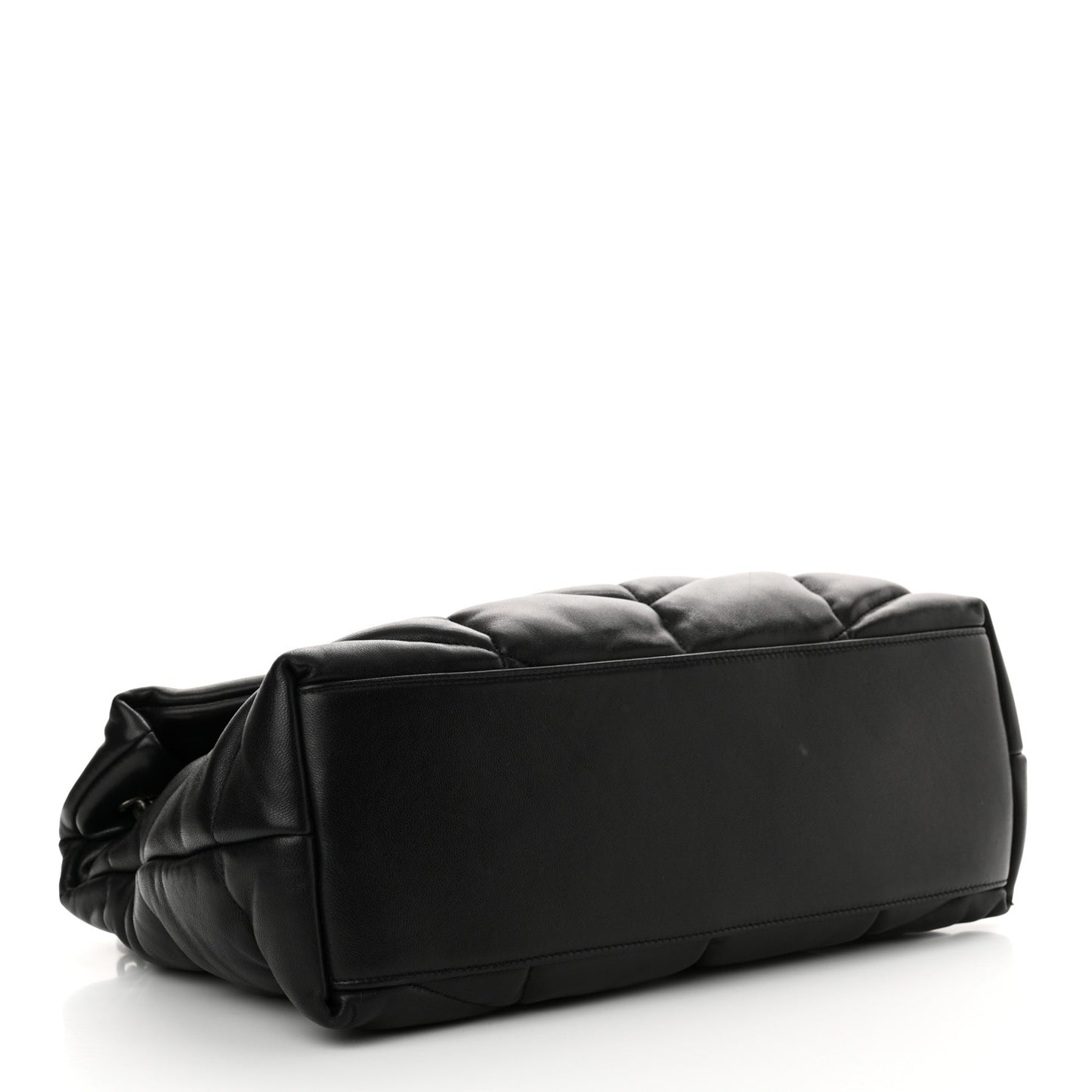 Lambskin Quilted Medium Loulou Puffer Monogram Chain Satchel Black