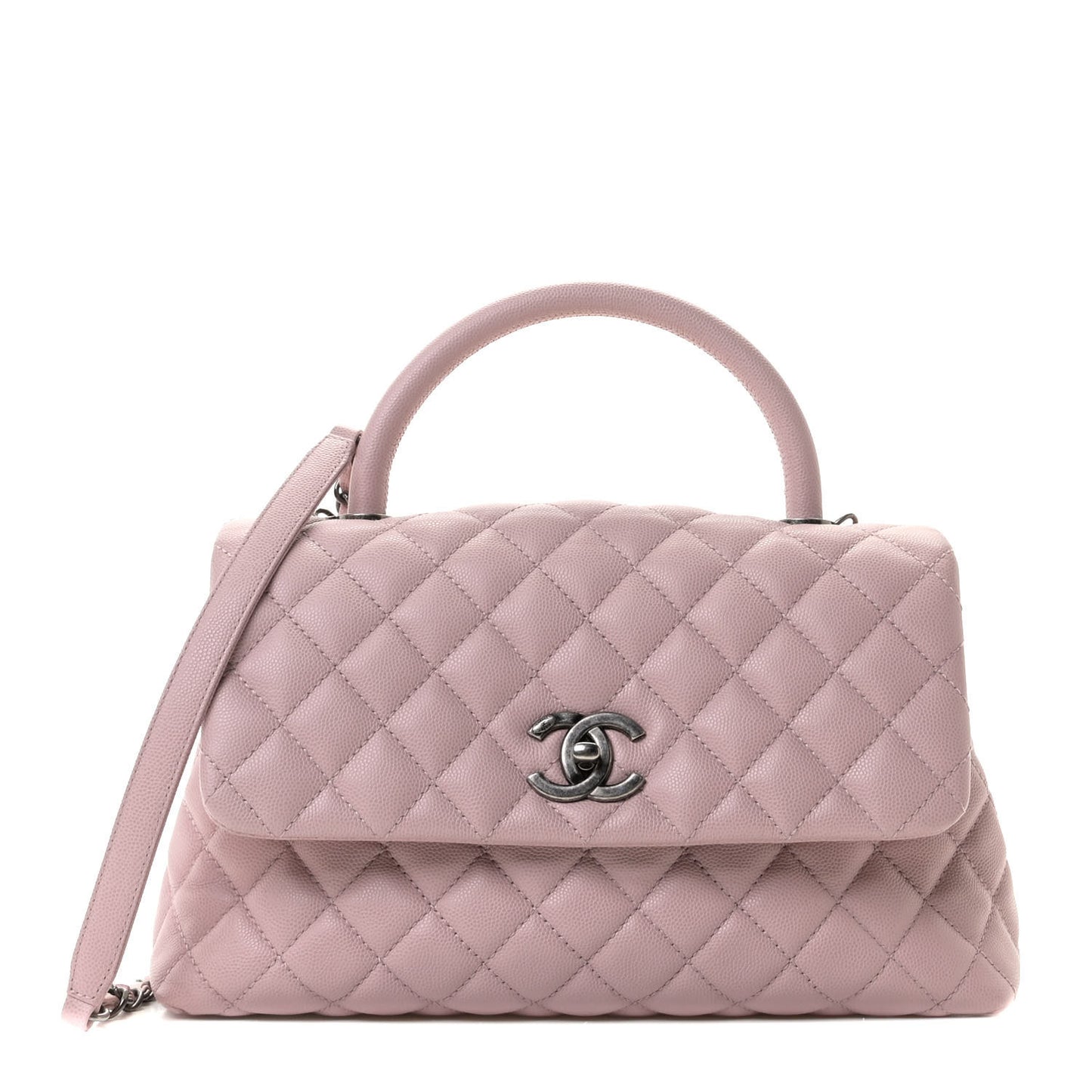 Caviar Quilted Small Coco Handle Flap Light Pink