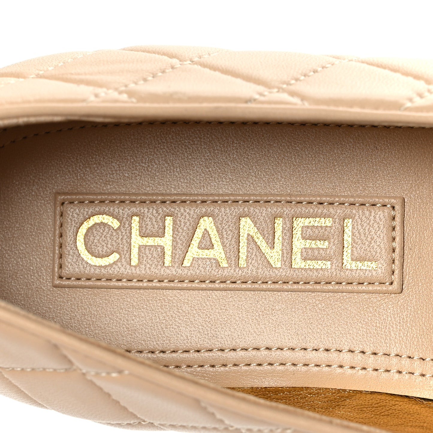 Lambskin Quilted CC Ballerina Flats 36 Light Beige