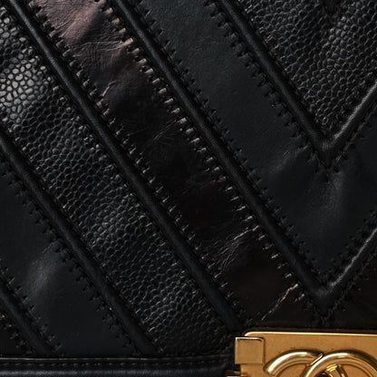 Chanel Calfskin Caviar Suede Chevron New Medium Boy Flap Black 13 of 17