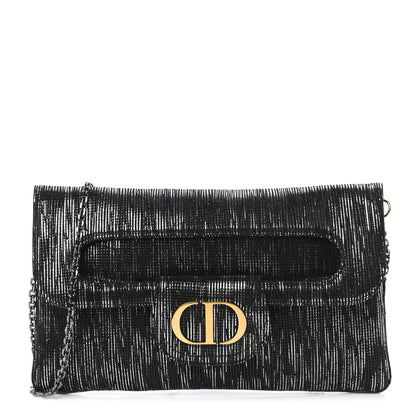 Christian Dior Metallic Nubuck Medium Diordouble Chain Bag Black Silver 1 of 8