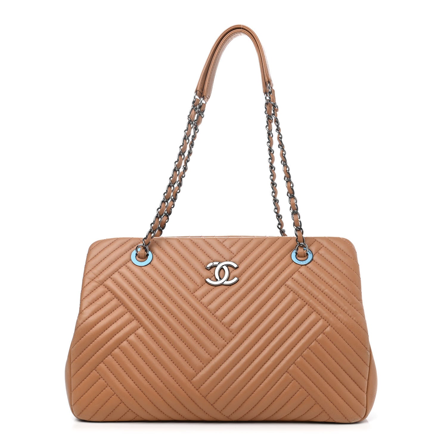 Chanel Lambskin Quilted CC Crossing Shopping Tote Brown 1 of 4