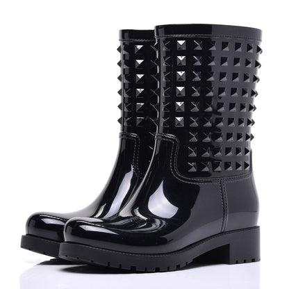 Valentino Garavani Rubber Rockstud Short Rainboots 37 Black 2 of 8