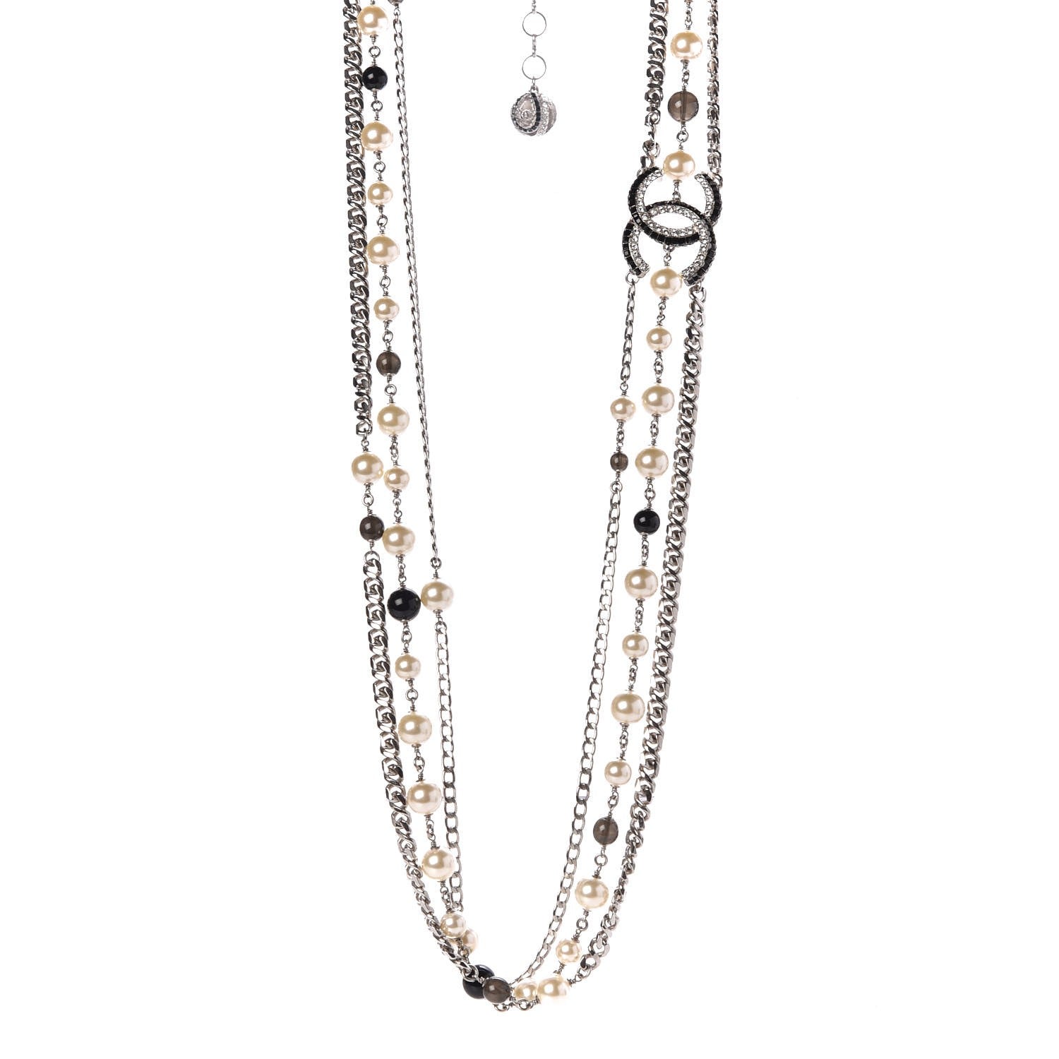 Chanel Pearl Crystal CC Double Strand Fancy Belt Pearly White 1 of 7