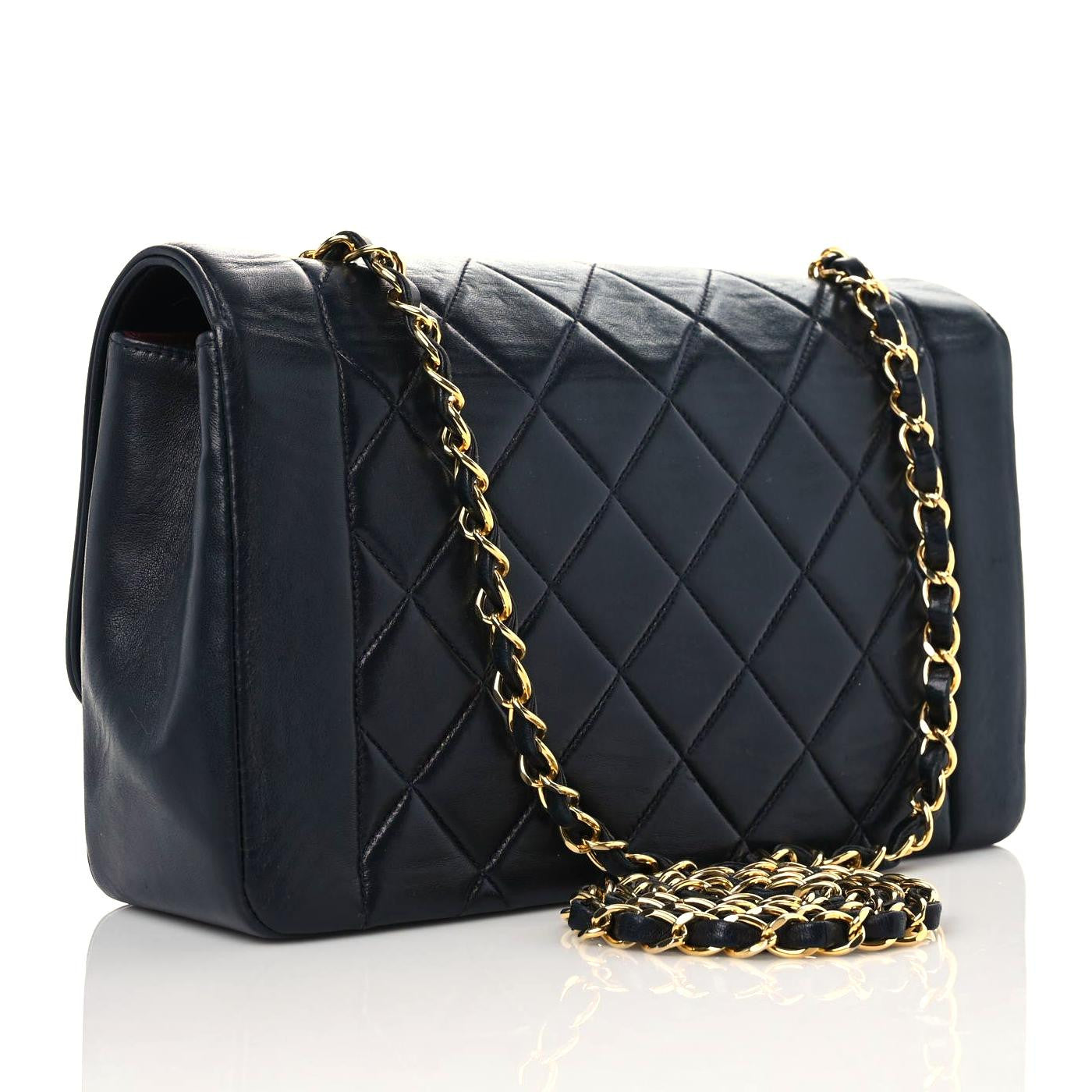 Lambskin Quilted Medium Single Flap Black