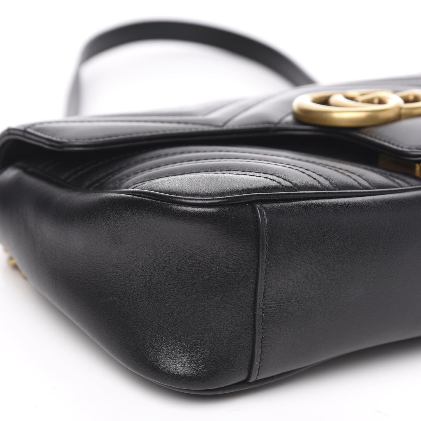Calfskin Matelasse Small GG Marmont Shoulder Bag Black