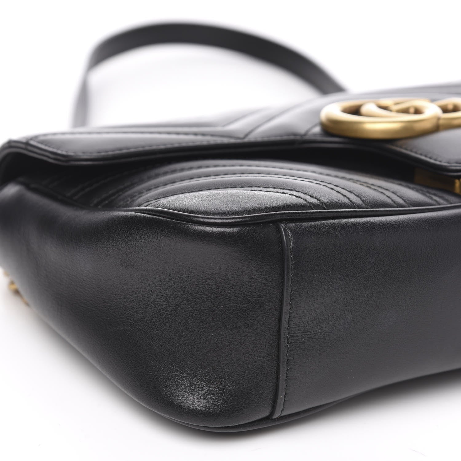 Gucci Calfskin Matelasse Small GG Marmont Shoulder Bag Black 9 of 13