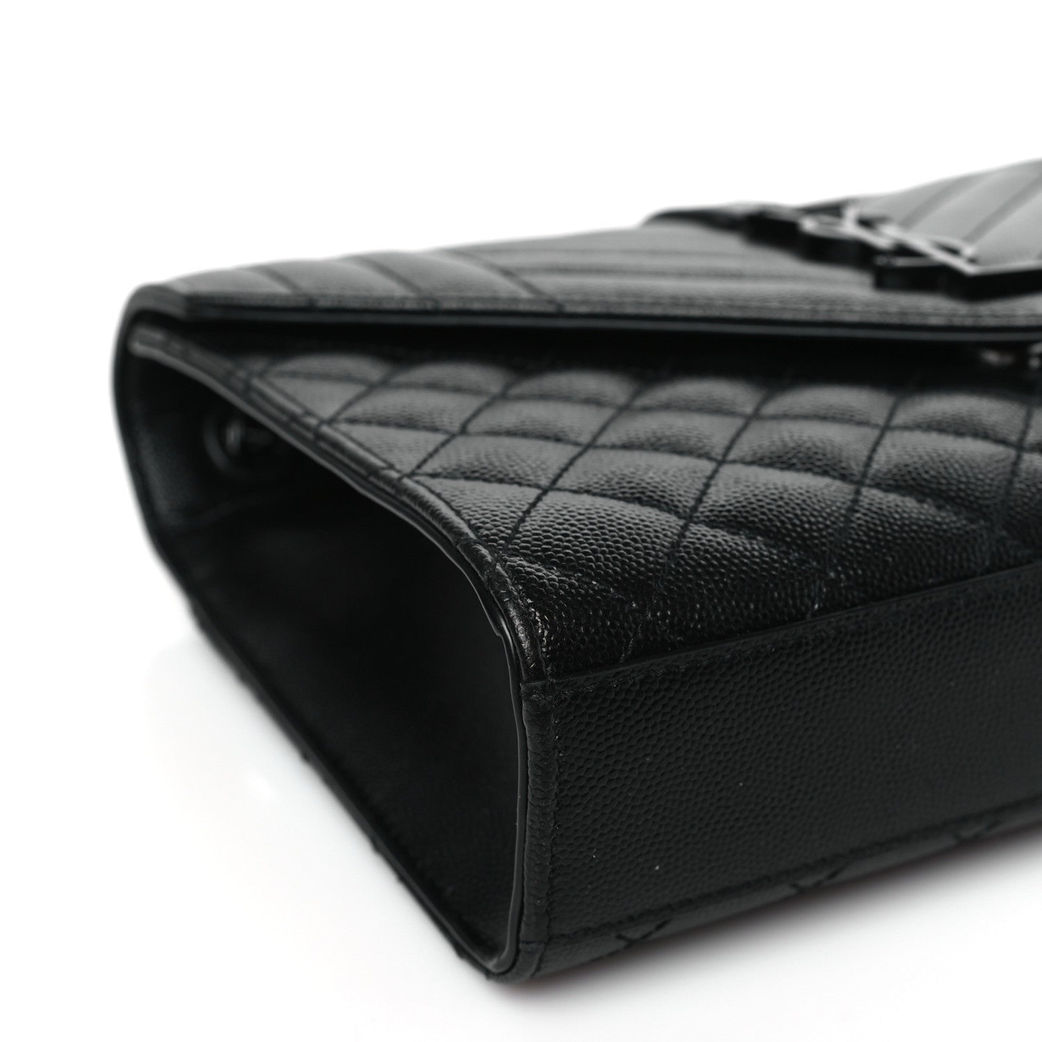 Saint Laurent Grain De Poudre Textured Mixed Matelasse Triquilt Medium Monogram Monochrome Satchel Black 7 of 8