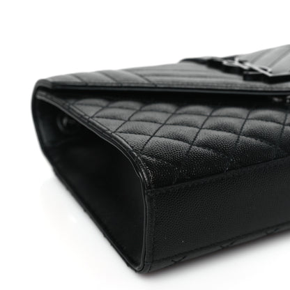 Saint Laurent Grain De Poudre Textured Mixed Matelasse Triquilt Medium Monogram Monochrome Satchel Black 7 of 8