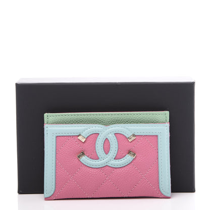 Chanel Caviar Quilted CC Filigree Card Holder Pink Blue Green 10 of 10