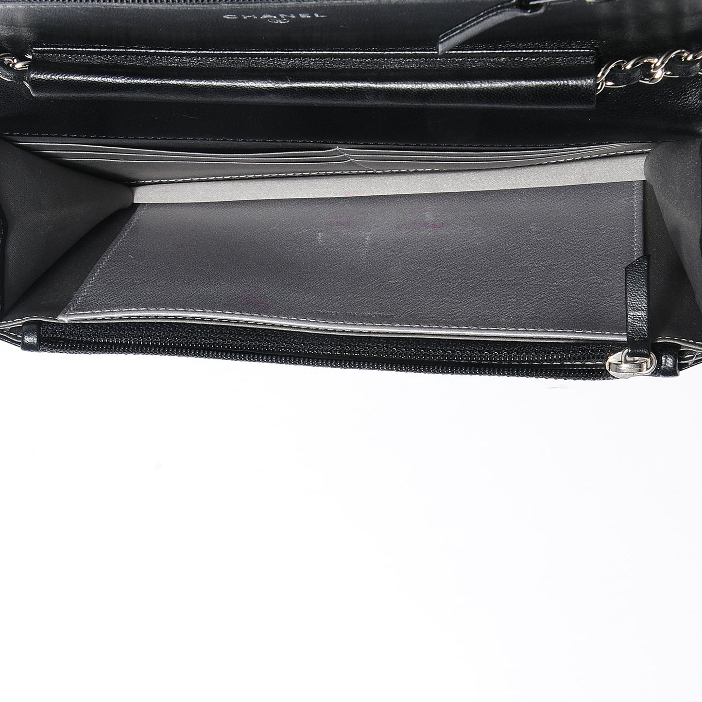 Lambskin Camellia Wallet on Chain WOC Black
