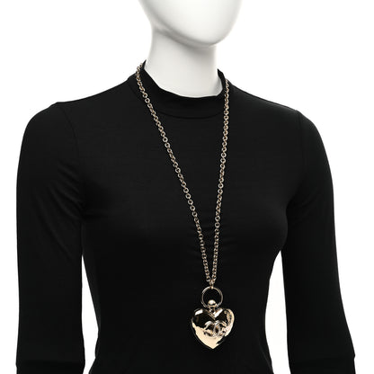 Chanel Metal CC Heart Locket Necklace Gold 2 of 6